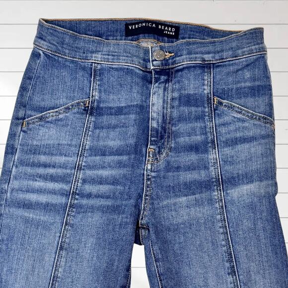 Veronica Beard Carly Kick Flare High Rise Pintuck Jeans PUTNAM Wash Blue 27 / 4 - Picture 2 of 10